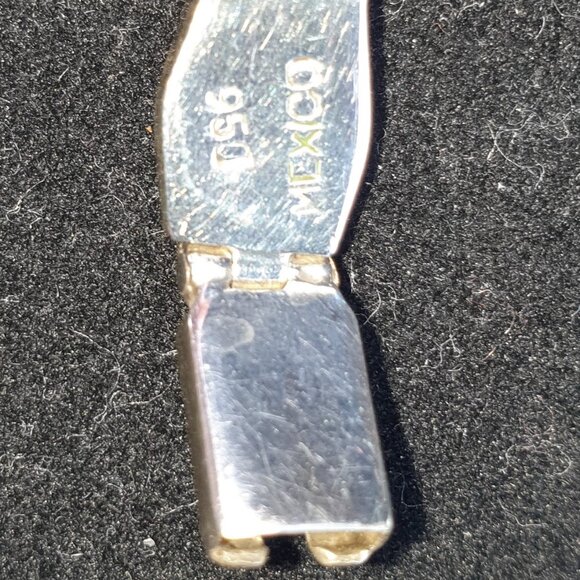 Beautiful Vintage Taxco Mexico 950 Solid Silver Natural Malachite Link Bracelet - Picture 7 of 12